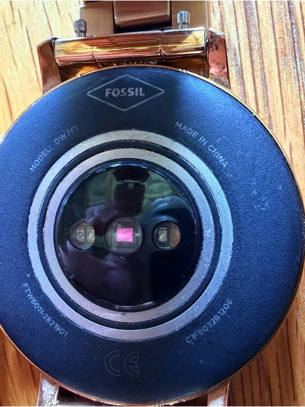Fossil Rose Gold Smartwatch with Crystal-Accented Bracelet and Two Chargers
